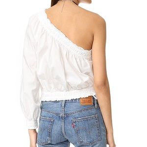 Free People Anabelle Cotton One-Shoulder Top White Size L